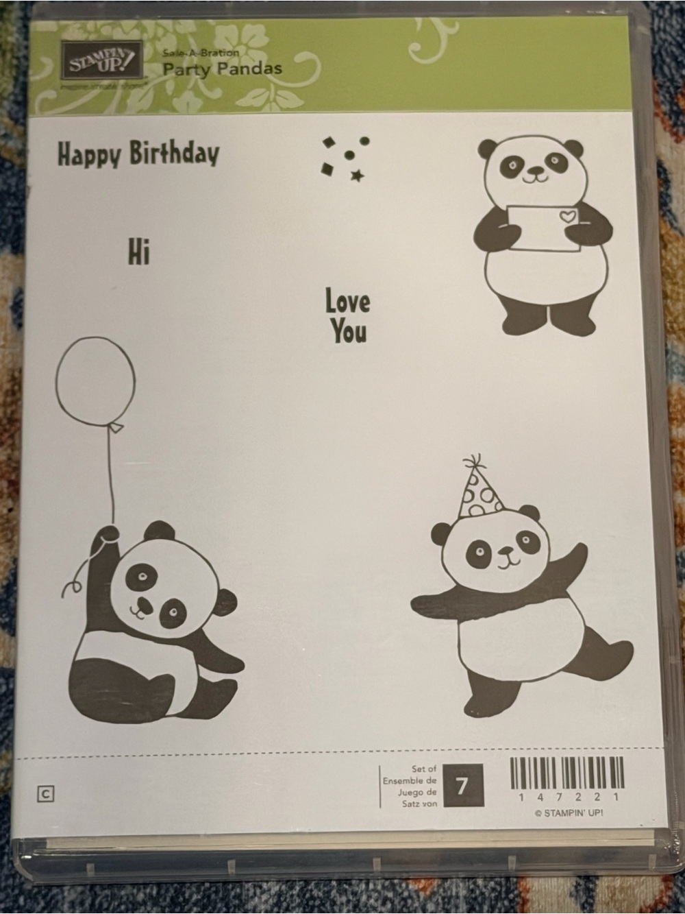 Stampin' Up! Party Pandas Clear Stamp Set - Black and Green Accents